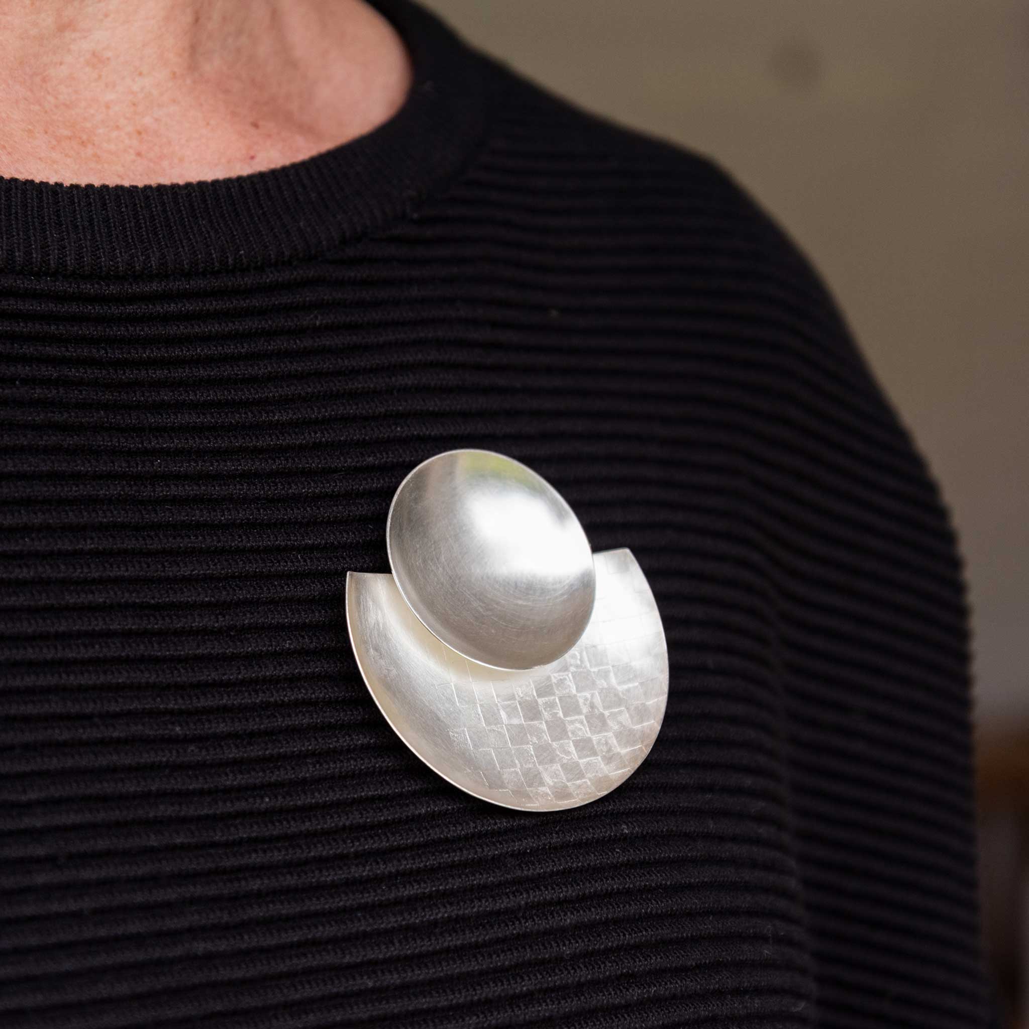 Circle Vichy Brooch in Recycled Sterling Silver
